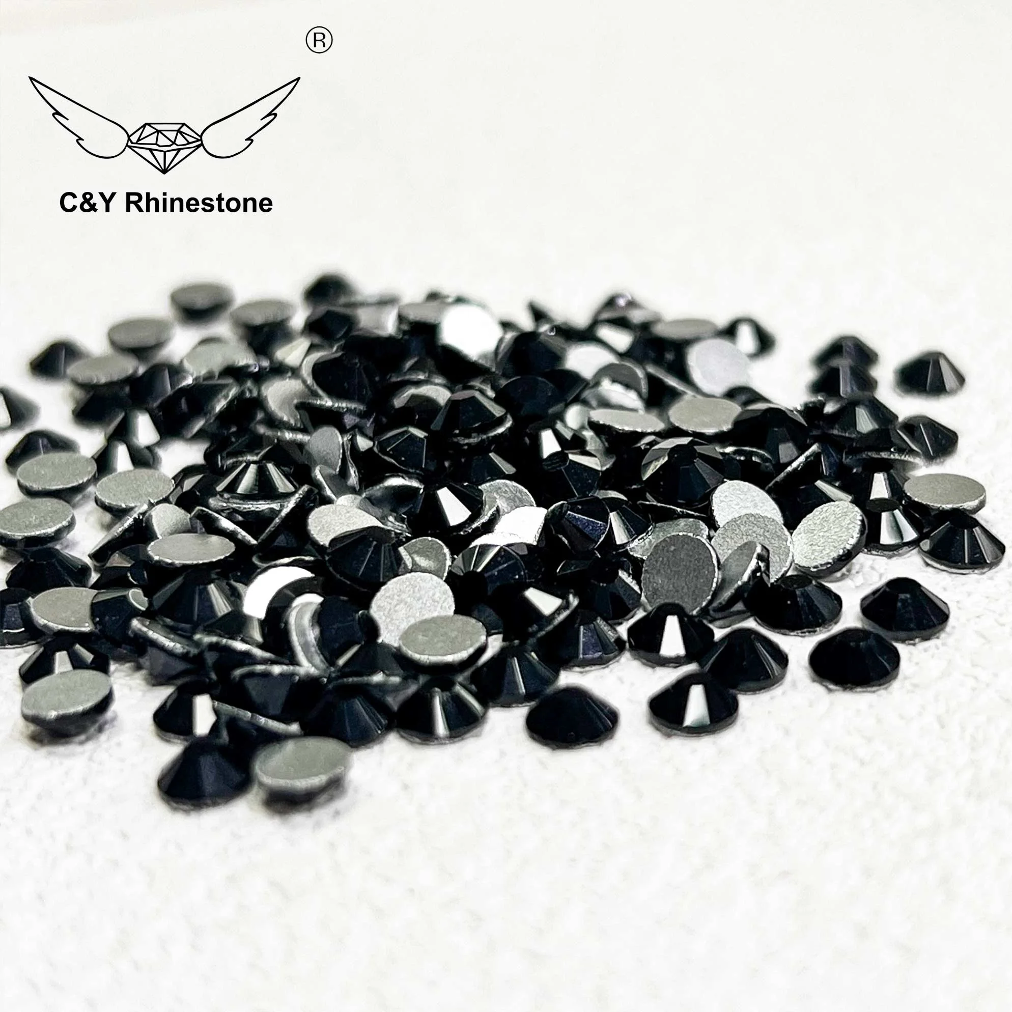 CY 003 оптовая продажа плоская задняя ногтевого искусства стеклянный камень черный кристалл для ногтей светло-серый бриллиант Стразы