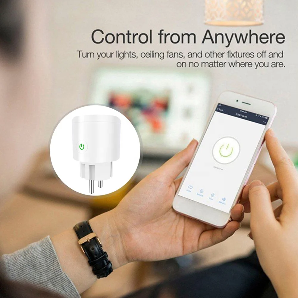  Счетчик энергии Tuya Smart Wi-Fi розетка питания стены ЕС штекер работает с Amazon Alexa Google Home
