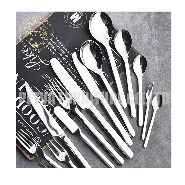 silver  304 high quality tea spoon and fork set stainless steel cutlery set for hotel used
