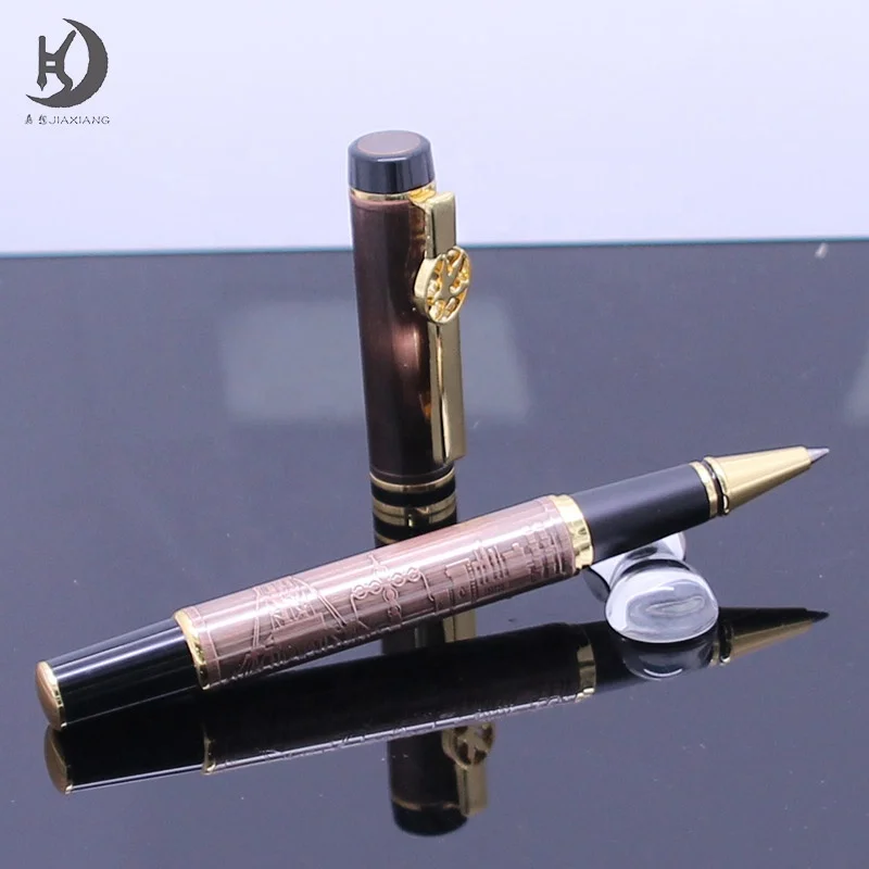 High quality antique red bronze VIP pen for Kuwait country souvenir custom logo etching design metal ballpoint pen