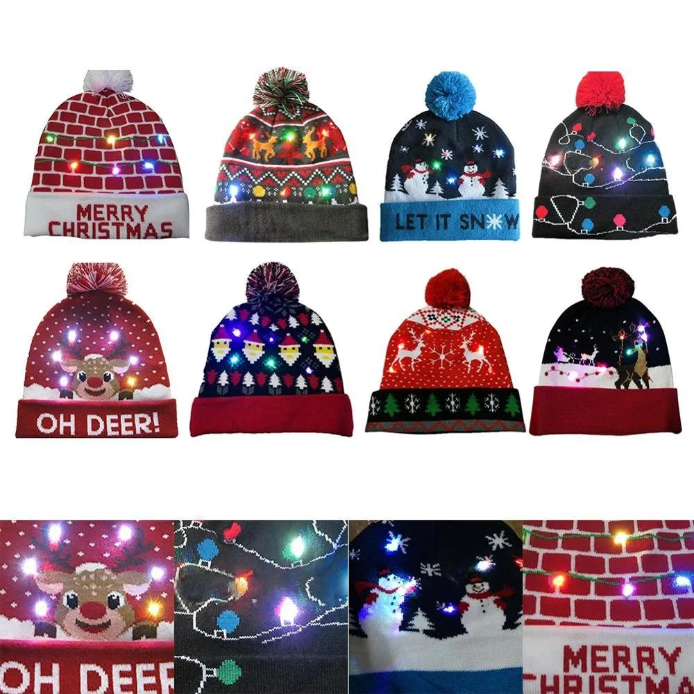 Рождественский светодиодный проблесковый маячок на новый год мягкие snowmanwarm шляпа для взрослых детей Рождественская вечеринка головные уборы рождественская