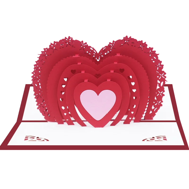 Love 3D Pop Up Wedding Invitation Card Heart Valentine's Day Postcard