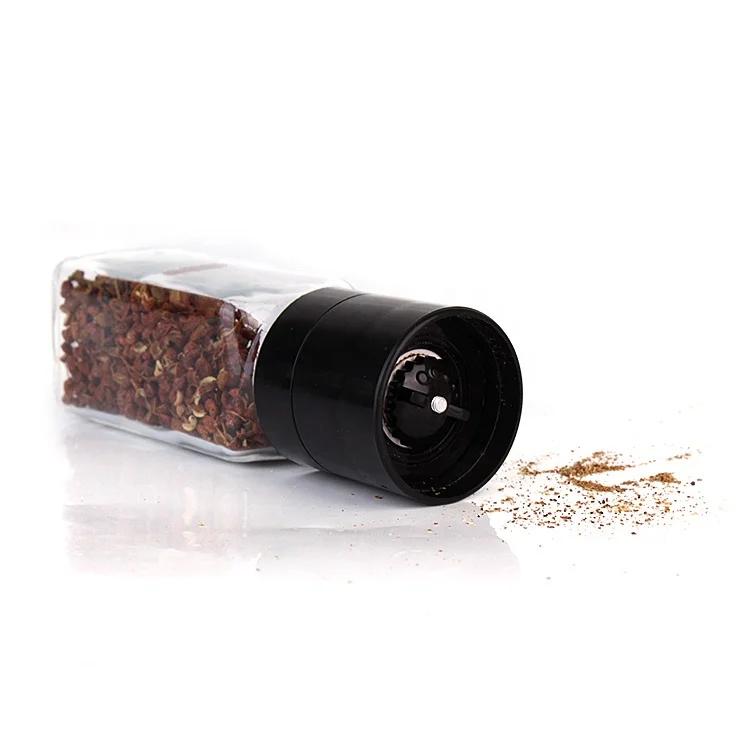 Wholesale Square Shape 4oz 120ml Kitchen Spice Grinder Manual Salt and Pepper