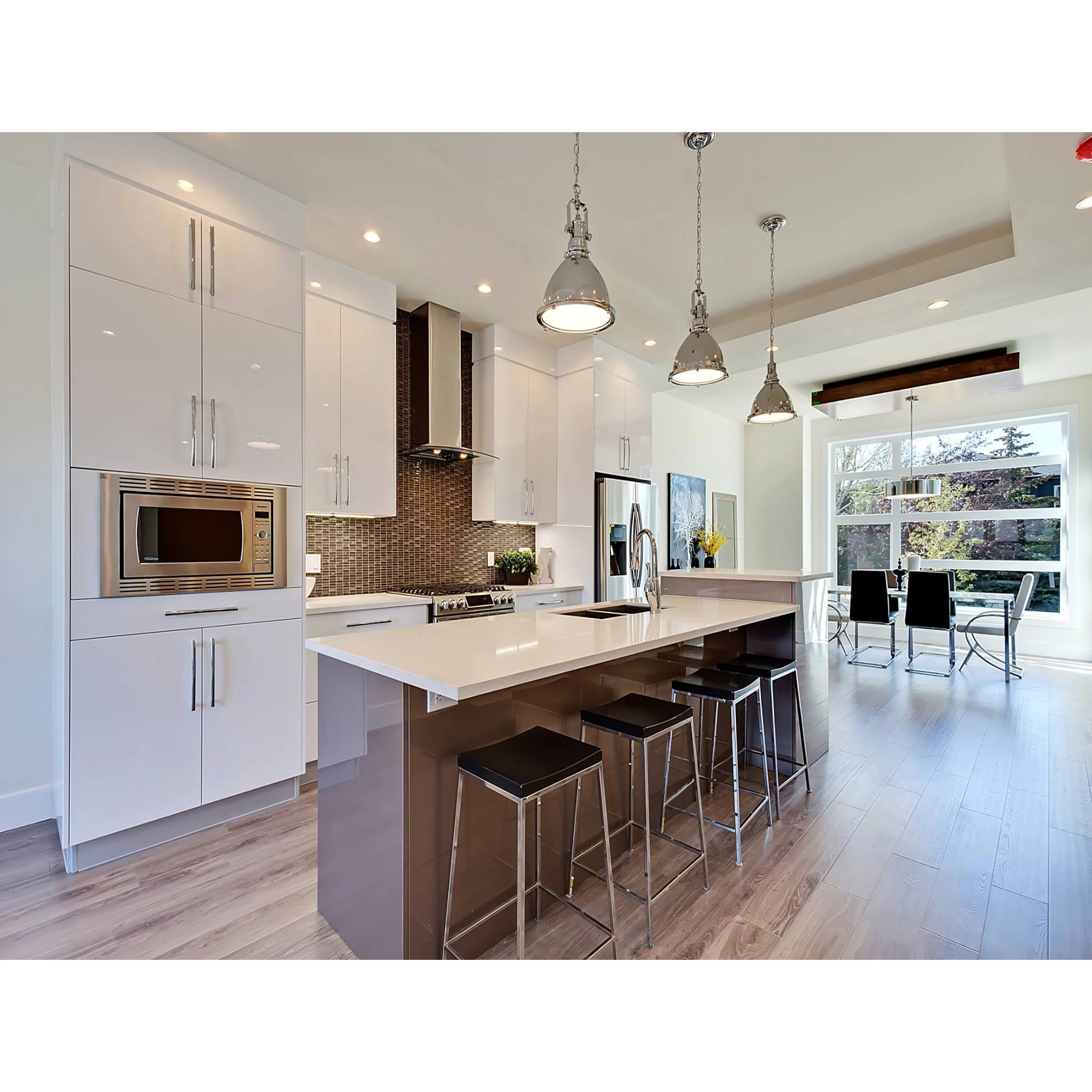 Welbom Trending Popular White High Gloss White Best Paint Finish My Kitchen Cabinets with Island for Beginners