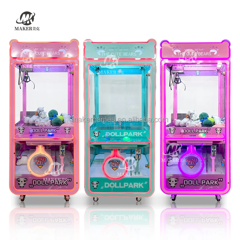 MAKER 5 Styles Doll Machine Give Away Doll Metal Coin Operated Games Grab Toy & Doll Arcade Game Claw Machine