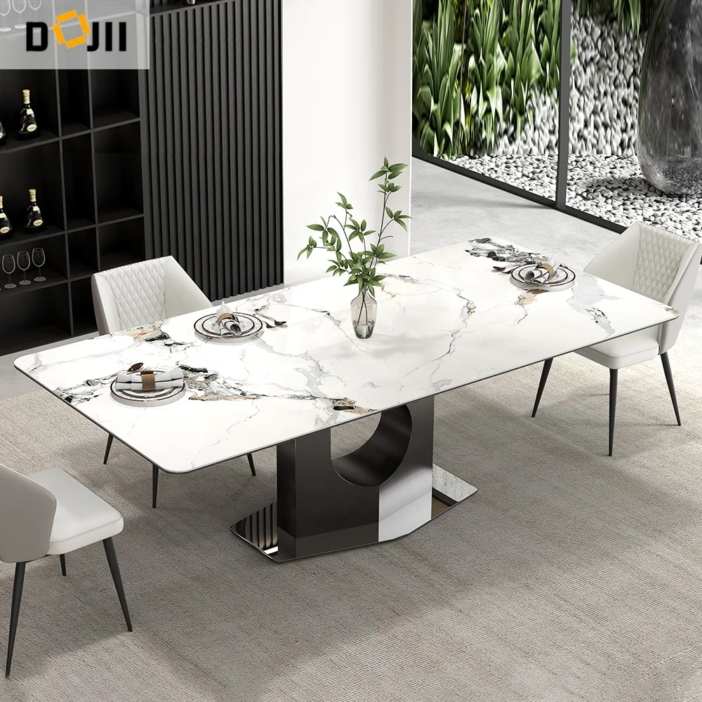 High End French Country Upscale Dinning Room Rectangle Pedestal Traditional Dining Table and Chair Set