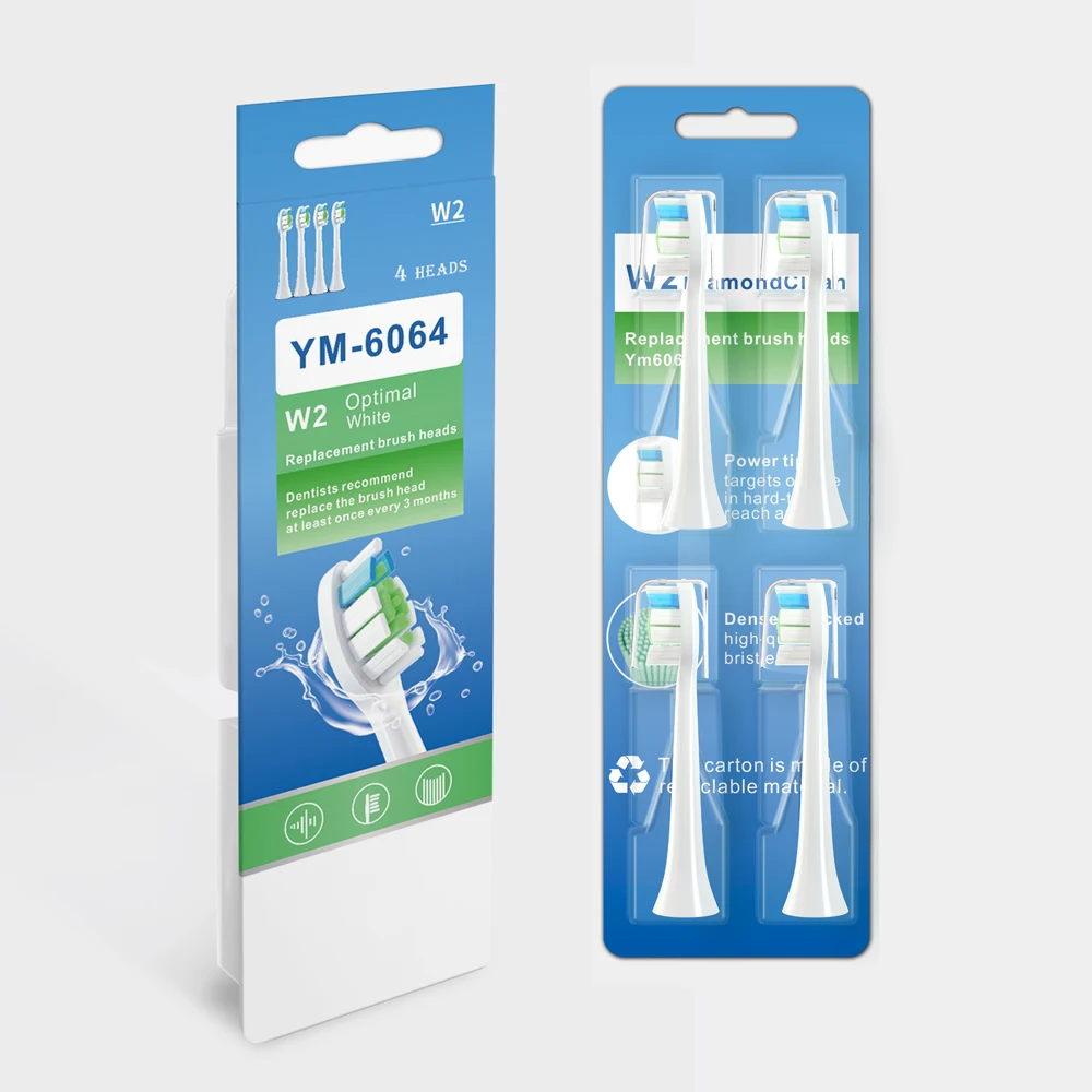 Diamondcleaning W2 Sonic Toothbrush Heads Replacement Electric Tooth Brush Heads For Philp Hx6064