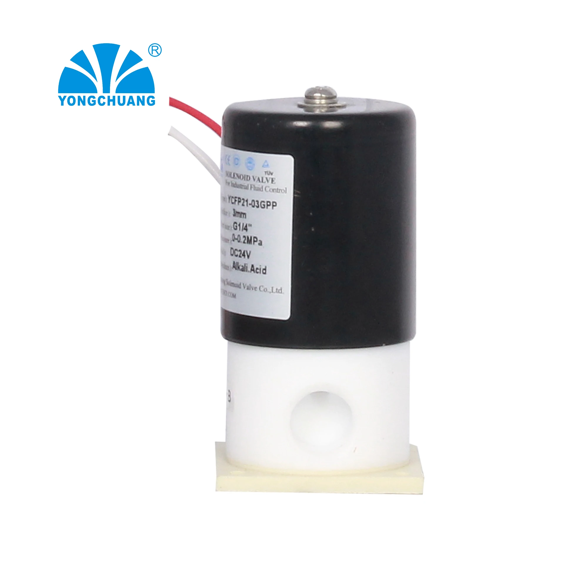 Yongchuang YCFP21 Chemical Resistant Ptfe Solenoid Valve Corrosive Fluid and Acid Solenoid Valve