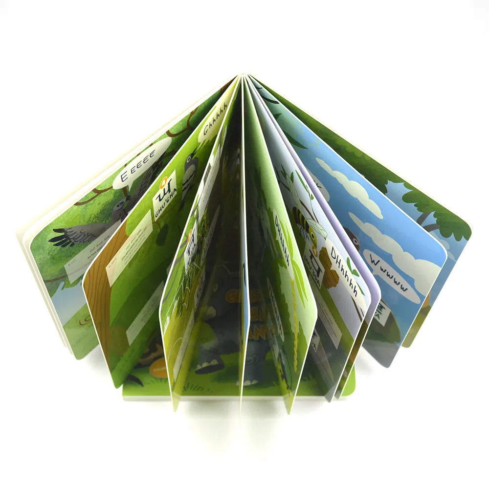 Open Flat Children Board Book Top Quality Square Card Book Printing Service