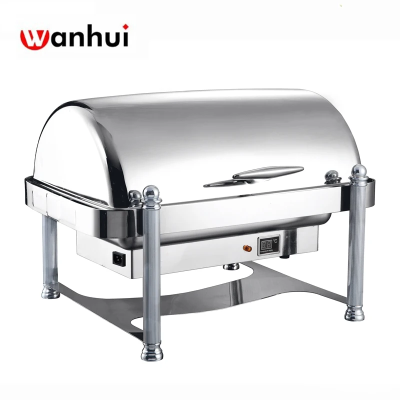 Best price Stainless Steel Round roll Top buffet food chafing dish warmer for sale