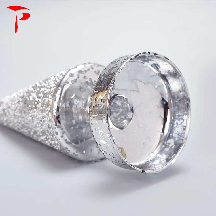 Golden Blown Small LED Color Lights Changing Table Christmas Tree with a Silver Stand