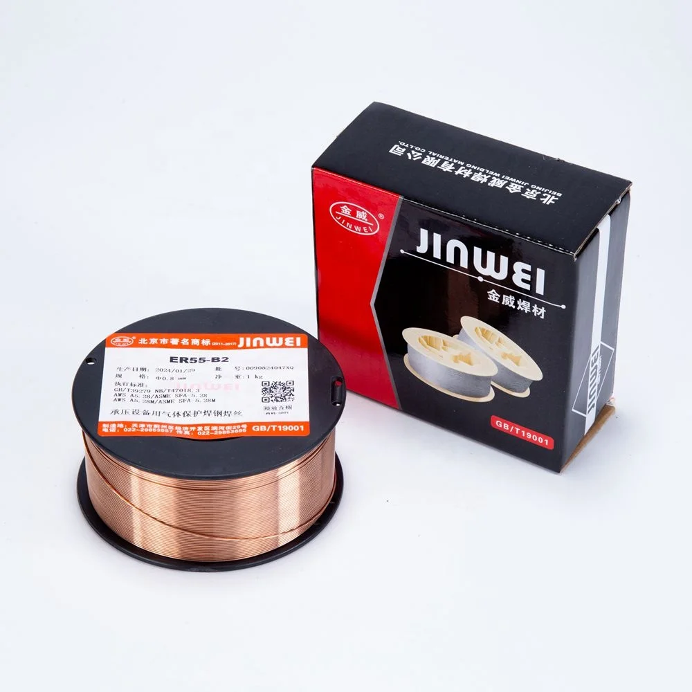 JINWEI ER55-B2 Customized Mig Welding Wire Roll Solid Low Alloy Steel ER80S-B2 for Mild Carbon Steel OEM Supported