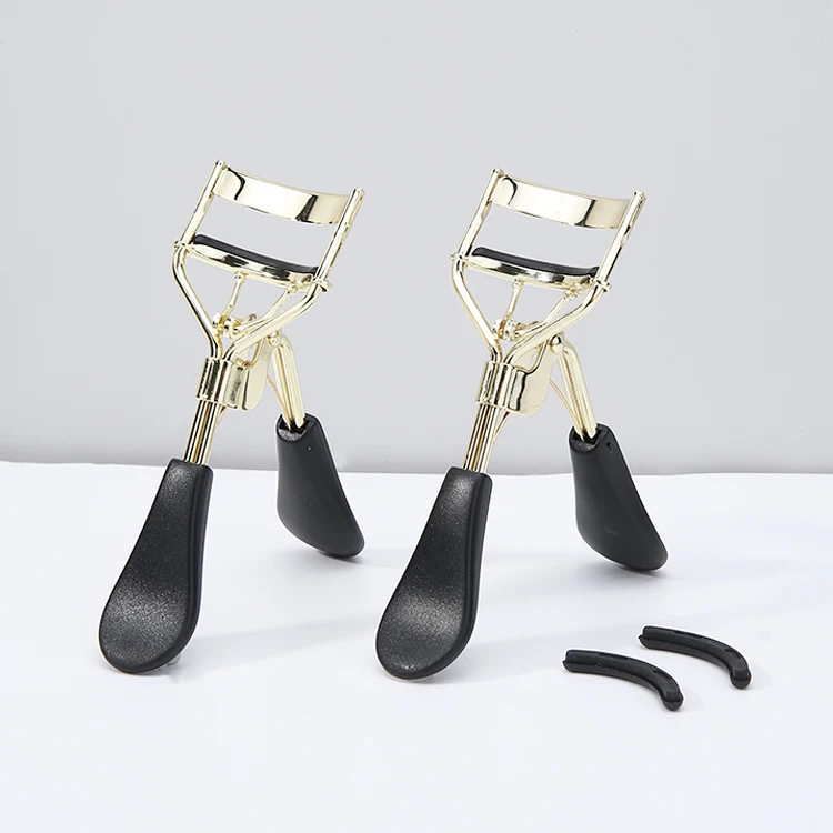 Yousha Wide Edge Gold Stainless Steel Eyelash Curler YE019 OEM/ODM Plastic Handle Curly Long Lasting Natural Eye Lash Curler