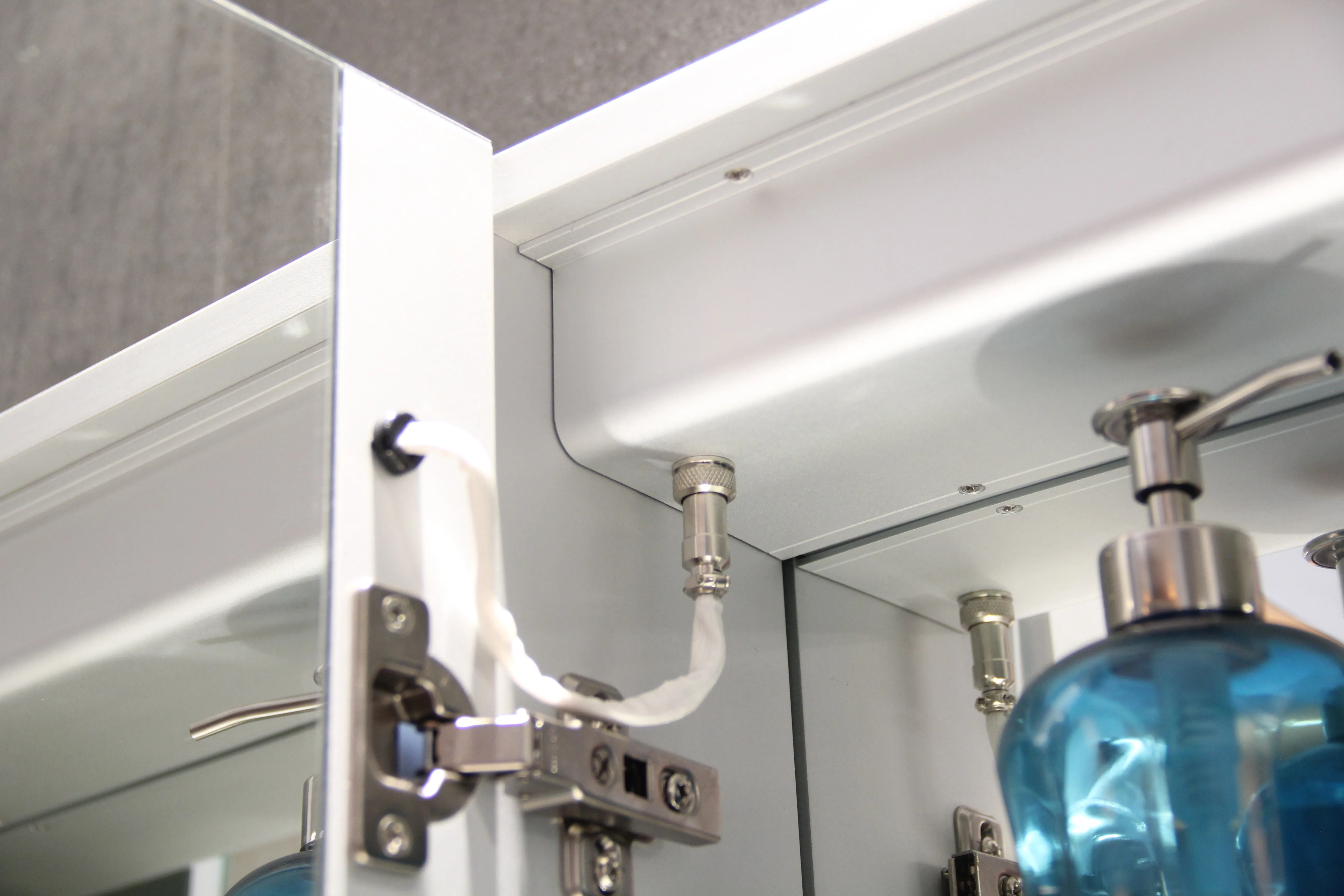 Bathroom Dim Mirror Cabinet Manufacturer Touch Sensor LED Lighted Wall Cabinet Makeup Medicine Cabinet With Double Side Mirror