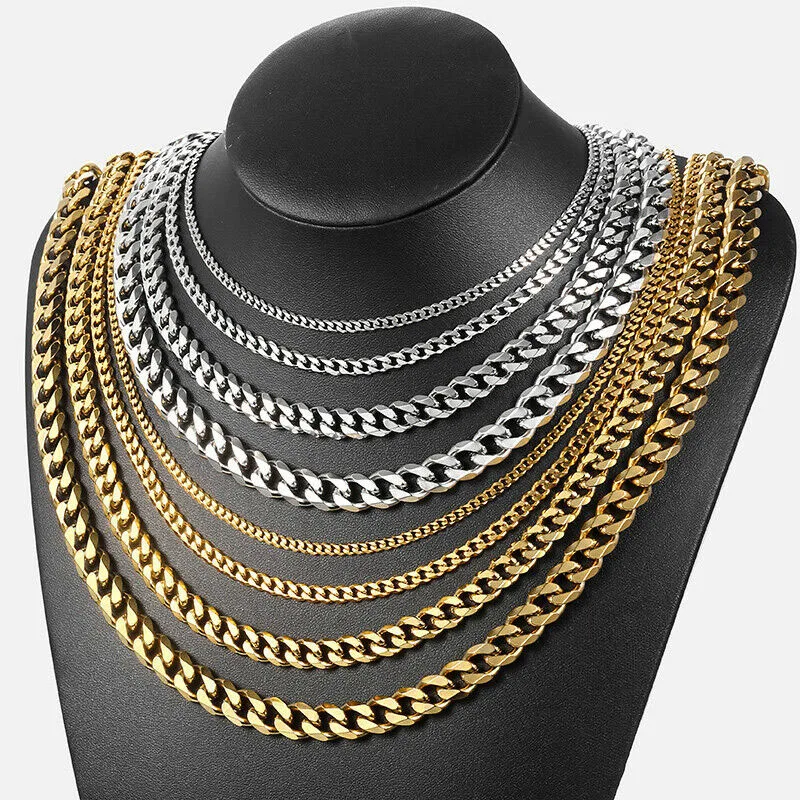 Fine Jewelry Custom Gold Cuban Link Chain Necklaces for Women Men 925 Sterling Silver Chain