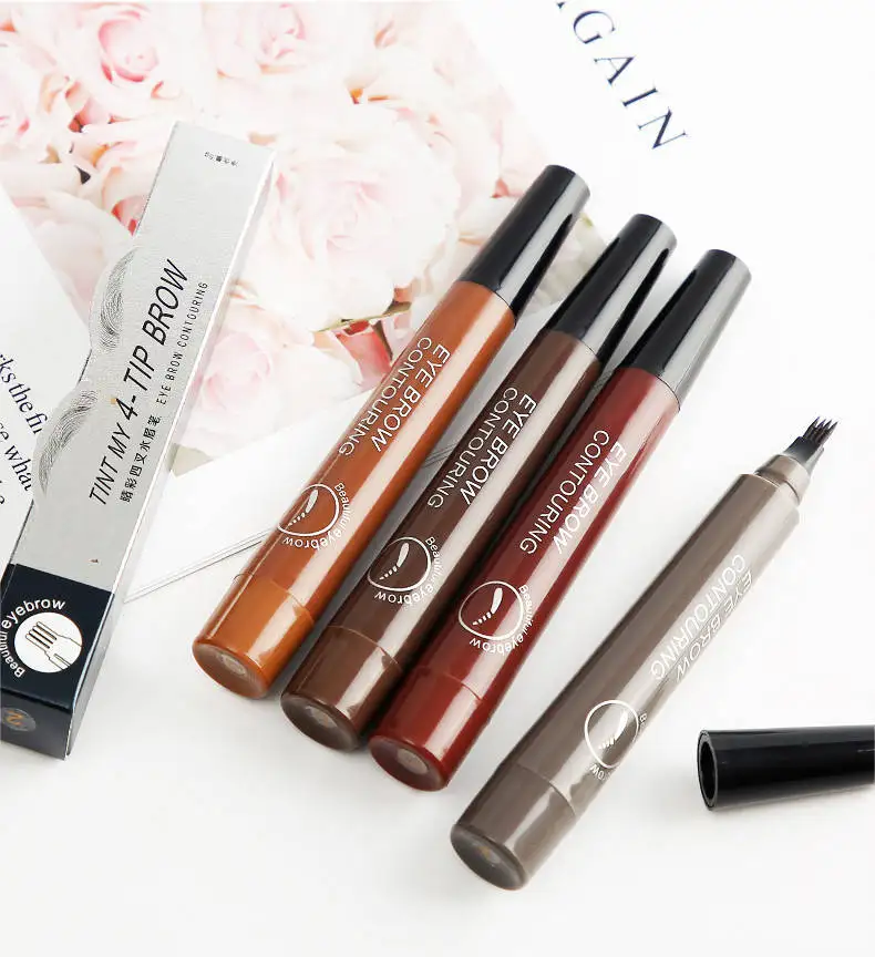 4 Points Eyebrow Pencil Long Lasting Waterproof Fork Tip Eyebrow Tint Liquid Eyebrow Pencil Eye Cosmetic Tools