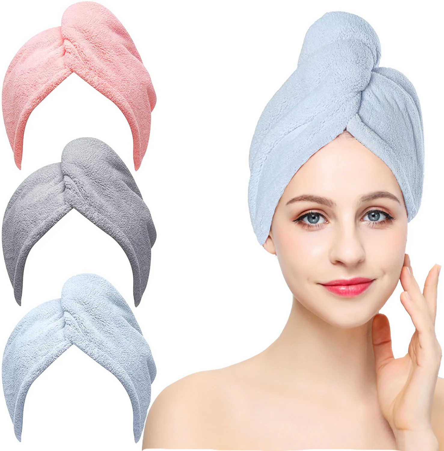 Wholesale hair turban towel quick dry absorption microfiber hair towel wrap