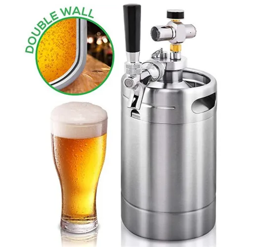 4 liters 128 oz portable polished stainless steel mini beer keg