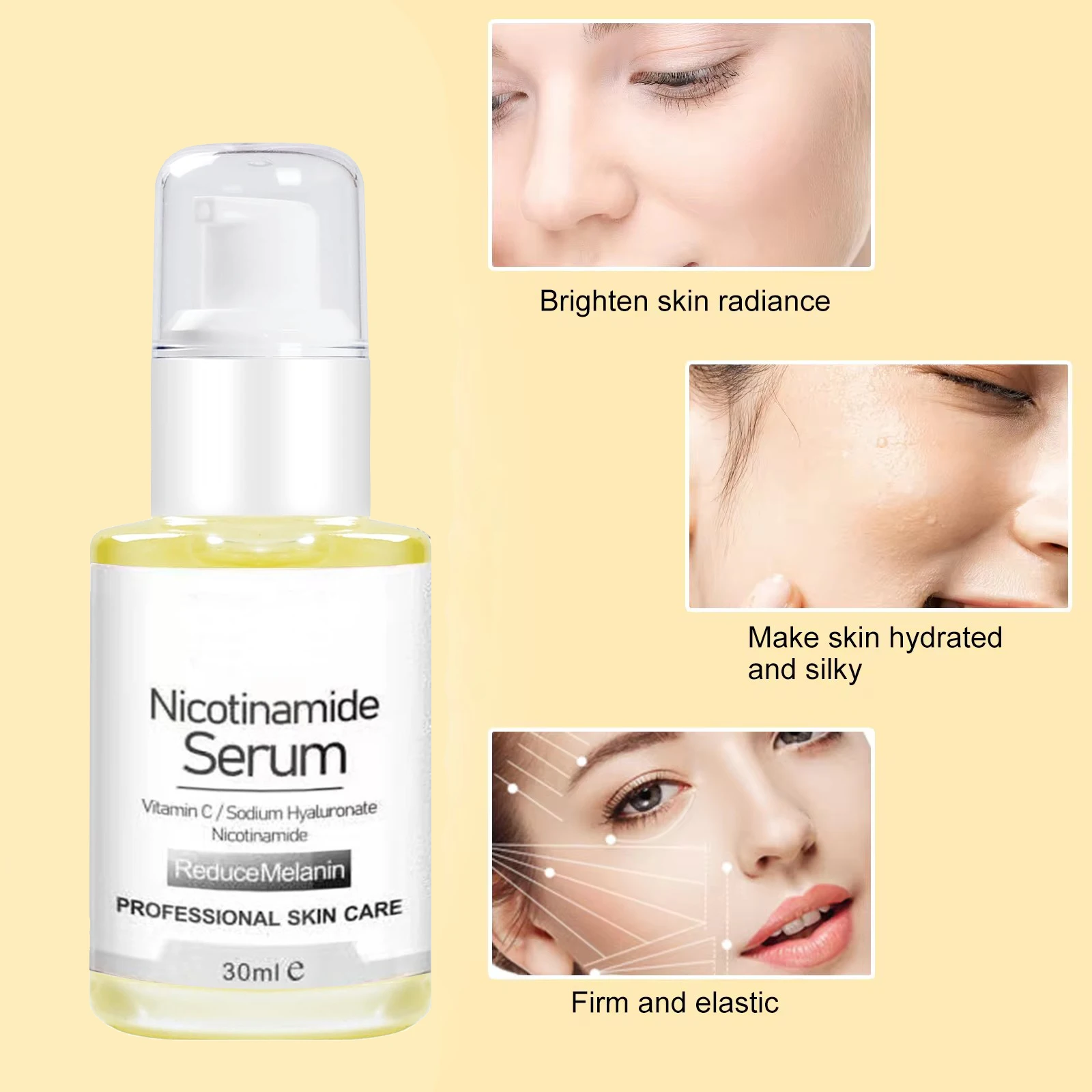 OEM Wholesale Whitening Hydrating Moisturizing Face Serum Private Label 20% Vitamin C Niacinamide Hyaluronic Acid Serum