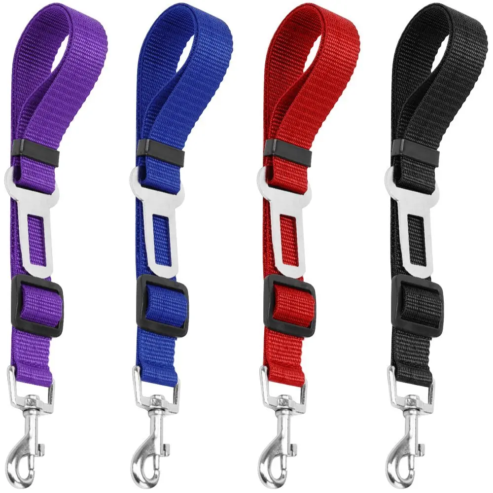 High Quality Universal Durable short leash Adjustable Nylon webbing Pet Car seat belt for Large medium small dog