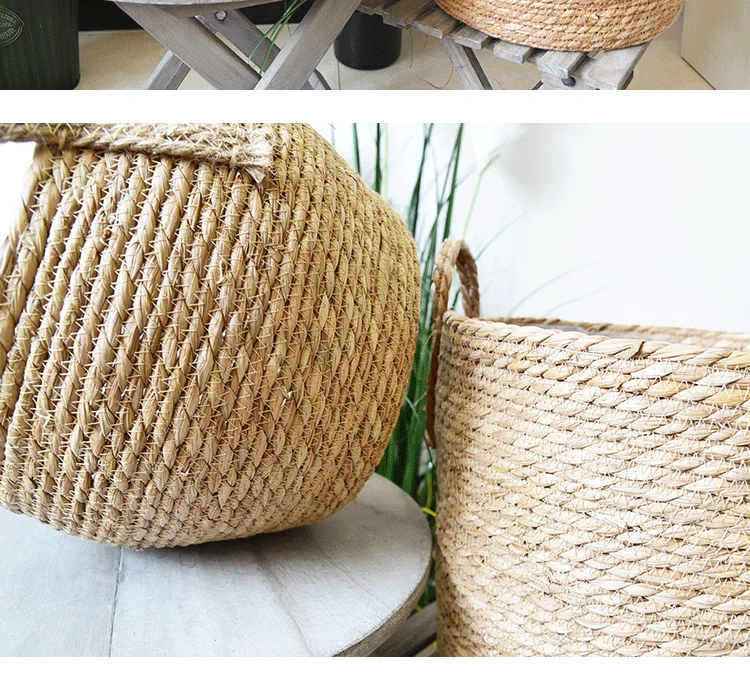 hot selling flower pot Indoor Outdoor storage Natural Multi Flower Plants Pots Straw Woven Seagrass Belly floriculture Basket