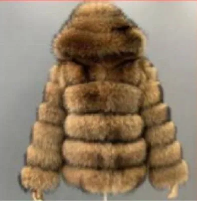 Luxury winter warm clothes brown gift adult faux racoon jacket fur coat women for ladies