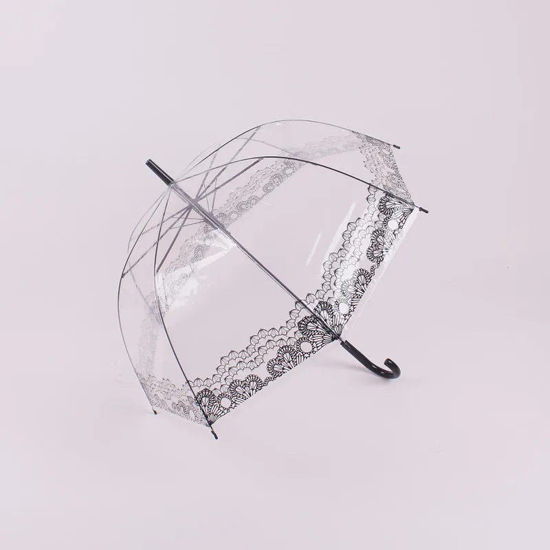 Low Price Transparent Dome Umbrella Custom Pattern Printing Clear Plastic Umbrella For Women