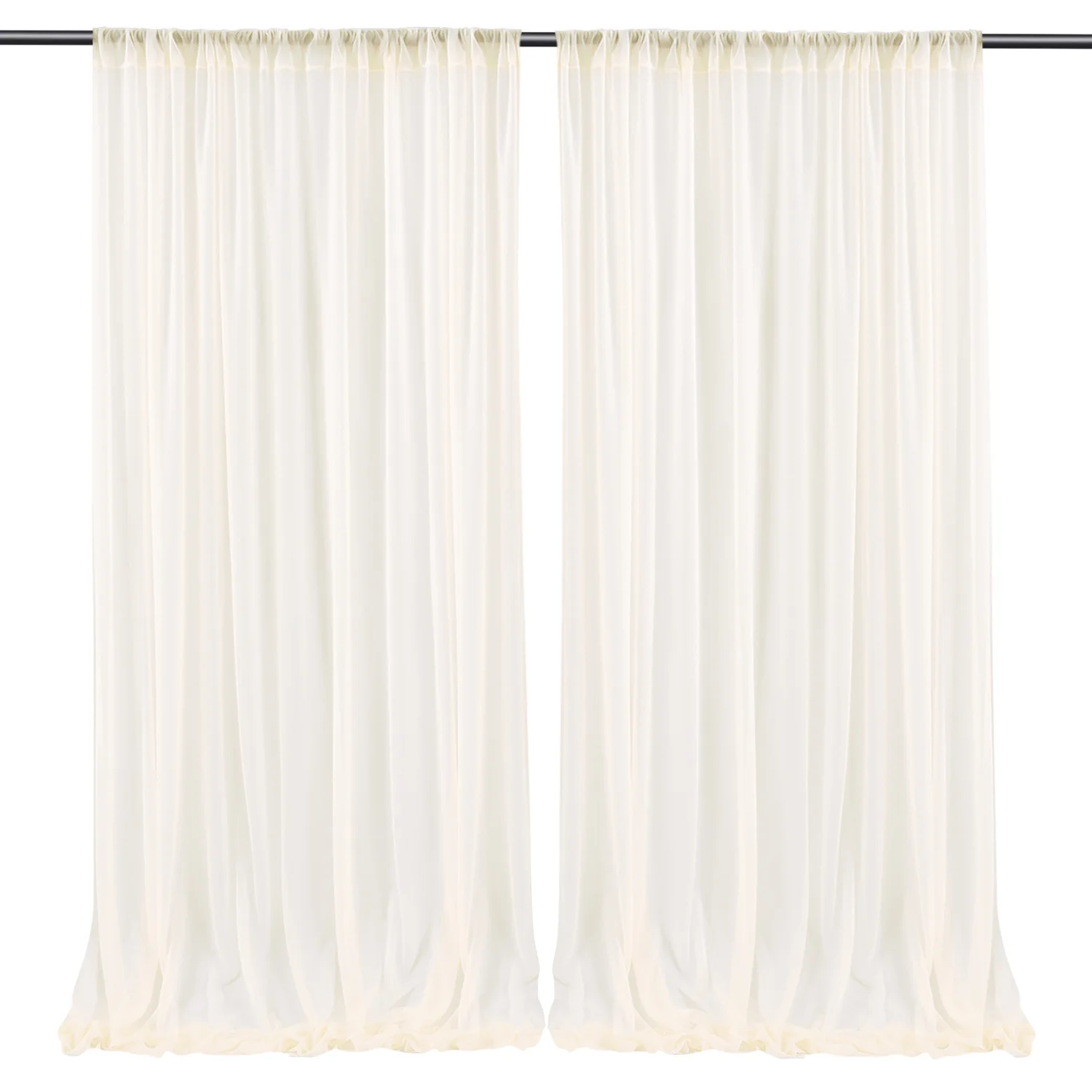 Polyester Fabric Black Backdrop Curtain for Parties Wrinkle Backdrop Drapes Panels for Birthday Wedding
