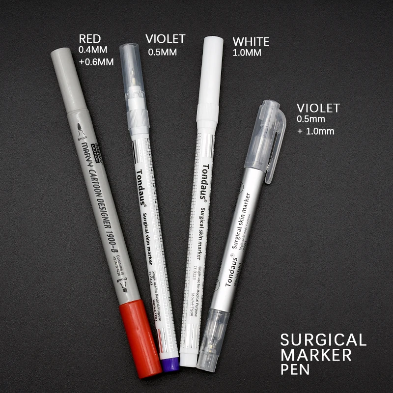 PM BEAUTY Professional Marker Pen Skin Marker Pen Tattoo Surgical Pen Waterproof Surgical Skin Markers with Paper Ruler