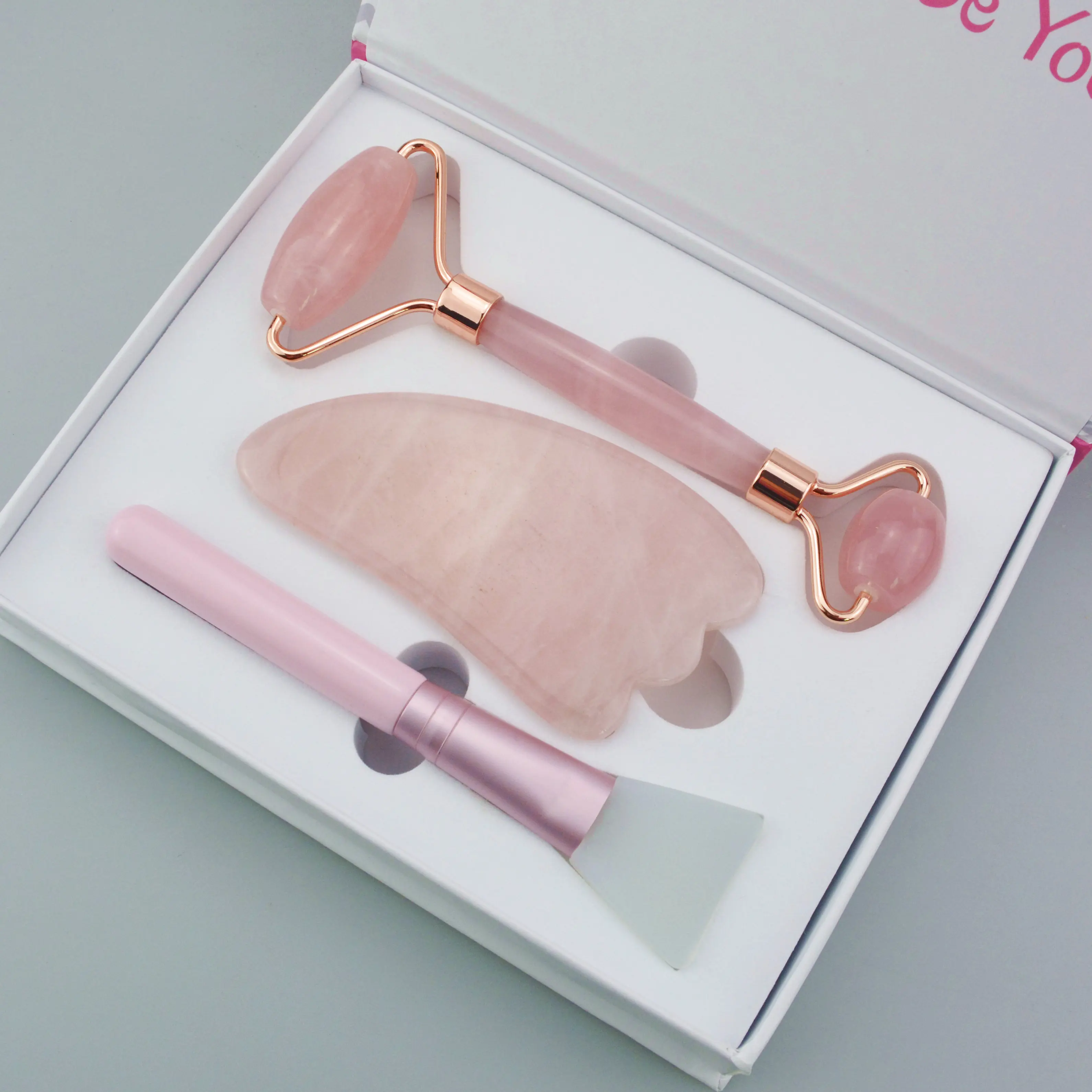 Original Factory Skin Care Set Direct Sale High Quality Rose Quartz Jade Rollers Set