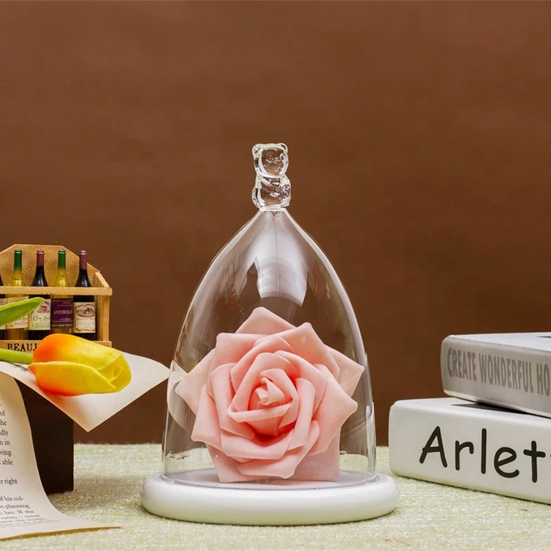 
Hand Blown with rose necklace dome glass tent For Display Preserved Rose 