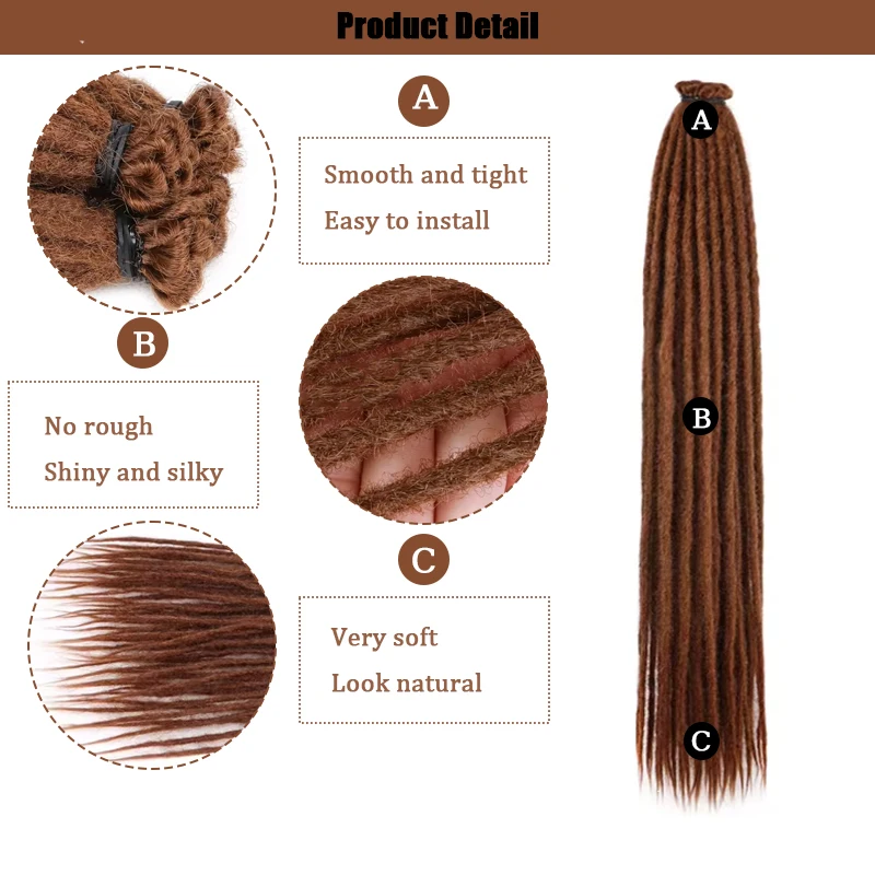 wholesale soft Faux Locs Dreadlock Extension 22 inch Handmade Soft Reggae Dreads Lock Braid For DIY