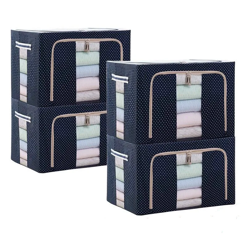 Factory Cheap Price RTS 24L 66L 100L Polyester Linen Collapsible Steel Frame Storage Box For Living Home In Stock