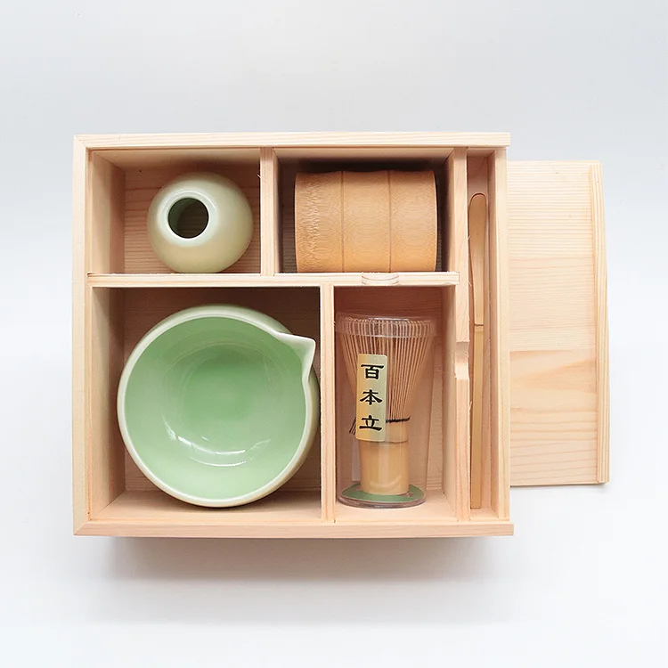 Estick Factory Price Wooden Hot Selling Custom Logo  Matcha  Tea Set Box Bowl Bamboo Whisk Tin Japanese Matcha