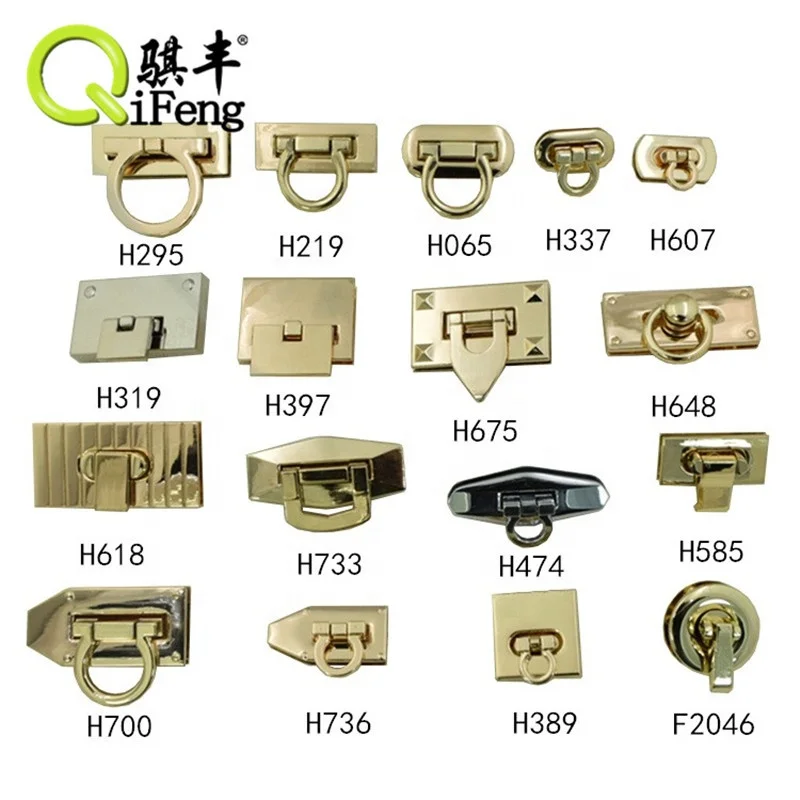 fashion handbag hardware metal bag lock in bag parts and accessory Press Lock Accessories Alloy Handbag Push Lock for bag