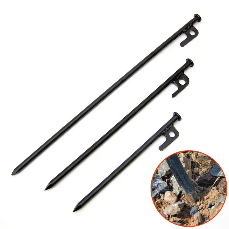 Wholesale Inflexible Tent Stakes 20CM Heavy Duty Metal Tent Pegs for Camping Steel Tent Stakes Unbreakable