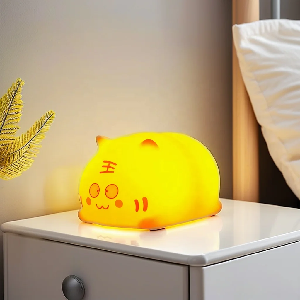 Home Animal Cute Decoration Kids Children Night Multi Color Toys LED Silicone Kawaii Lamp Small Touch Light Tiger Lamp Silicone