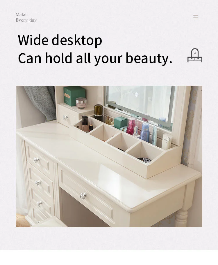 SZT-01 Simple Netflix Dresser Mirror Makeup With Lights Study Bedroom Modern Minimalist Small Mini Table