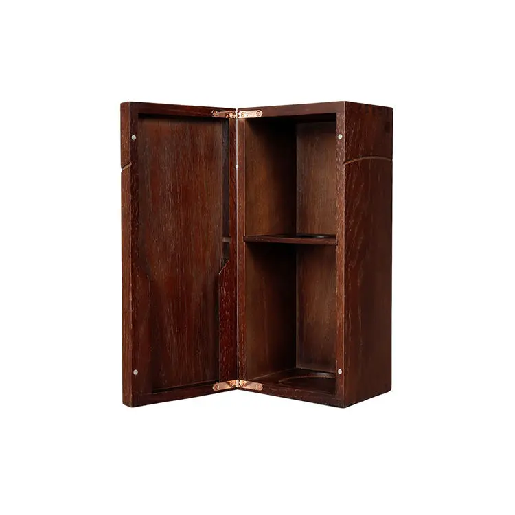 Top Sale Solid Deep Brown Natural Wood Color Packaging Items Packing Material Natural Wood Bottle Case Wine Gift Box Set