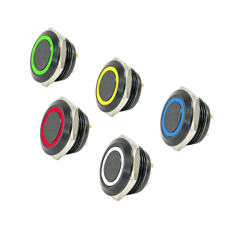 Black 12mm 16mm 19mm 22mm push button switches with wires power illuminated waterproof led push button switch