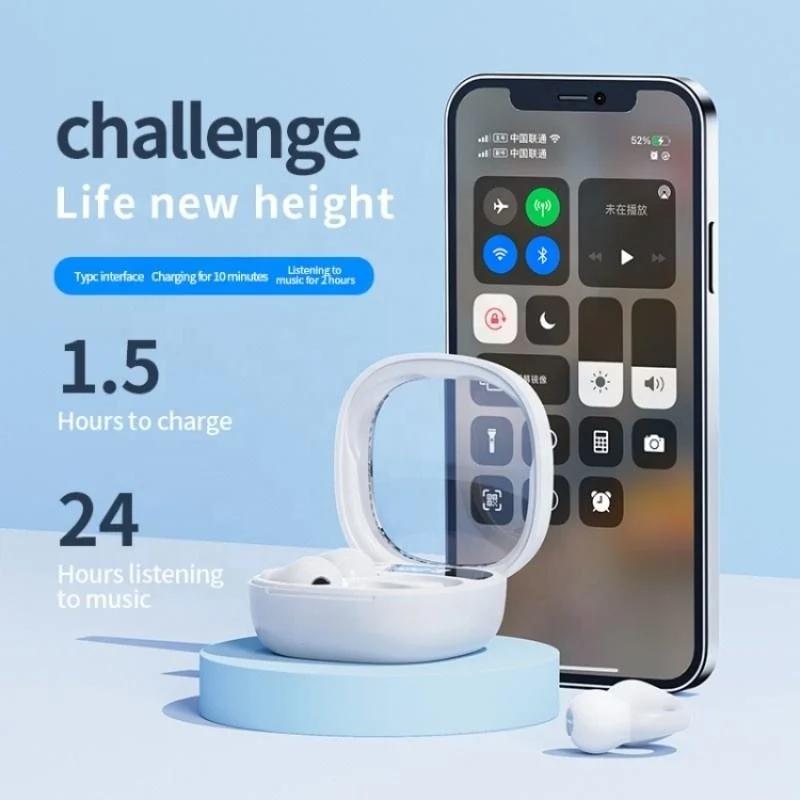 Hot saling Fashion headset JR01Transparent Capsule Smart Digital Display Ear-hook Wireless portable bluetooh Earphone for gaming