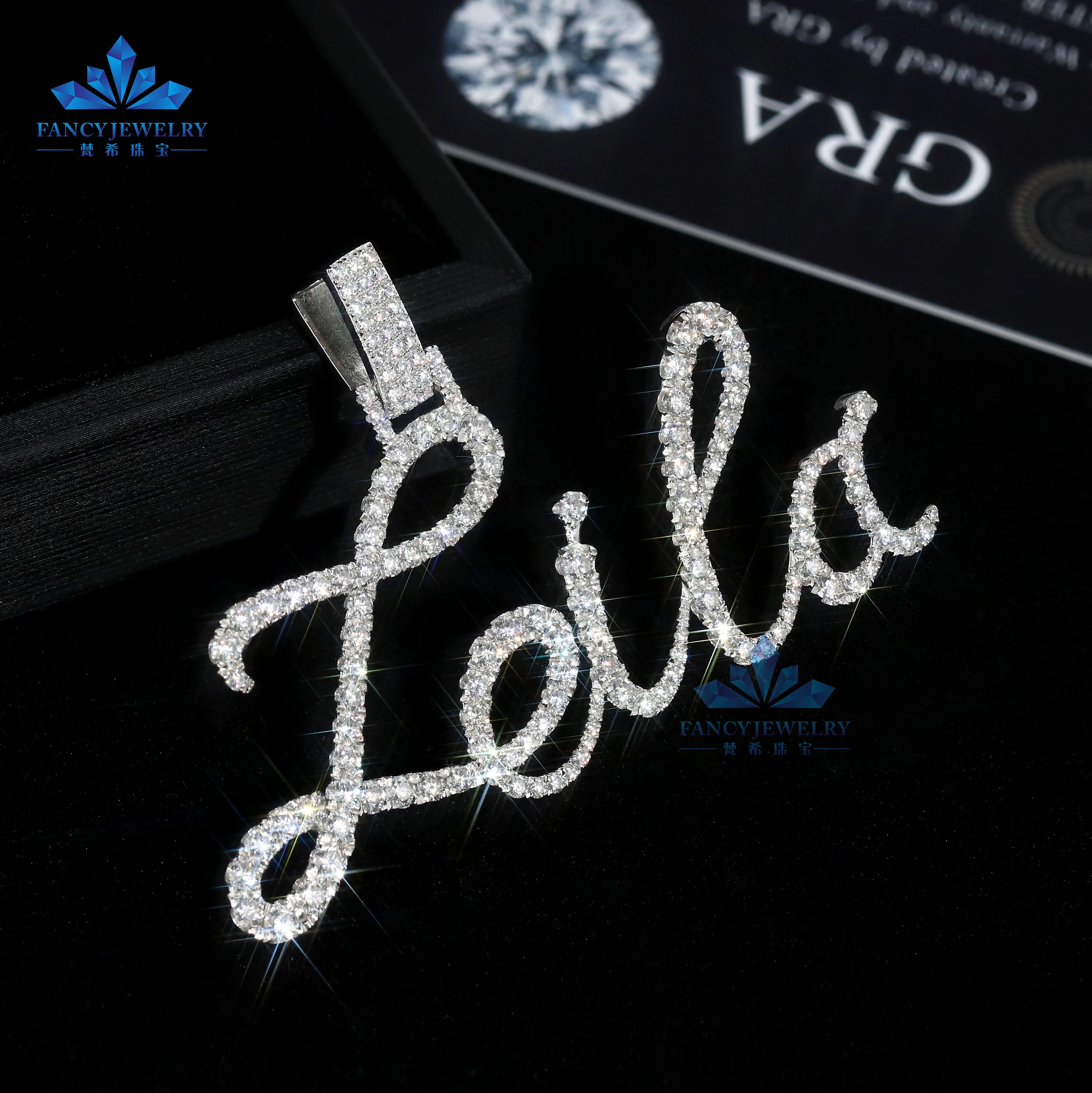 Custom Luxury Jewelry HipHop Style D VVS Moissanite 925 Silver Gold Plated Letter Pendant For Gift Party