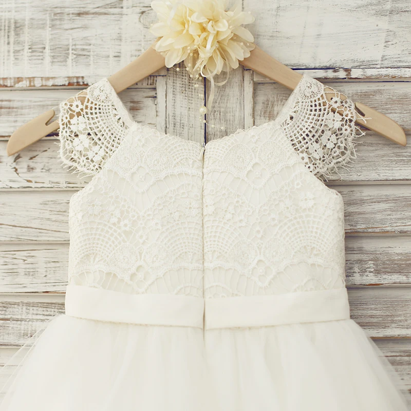 Высокое качество новейшие белые кружева От 2 до 10 лет платье для девочки, держащей букет невесты на свадьбе