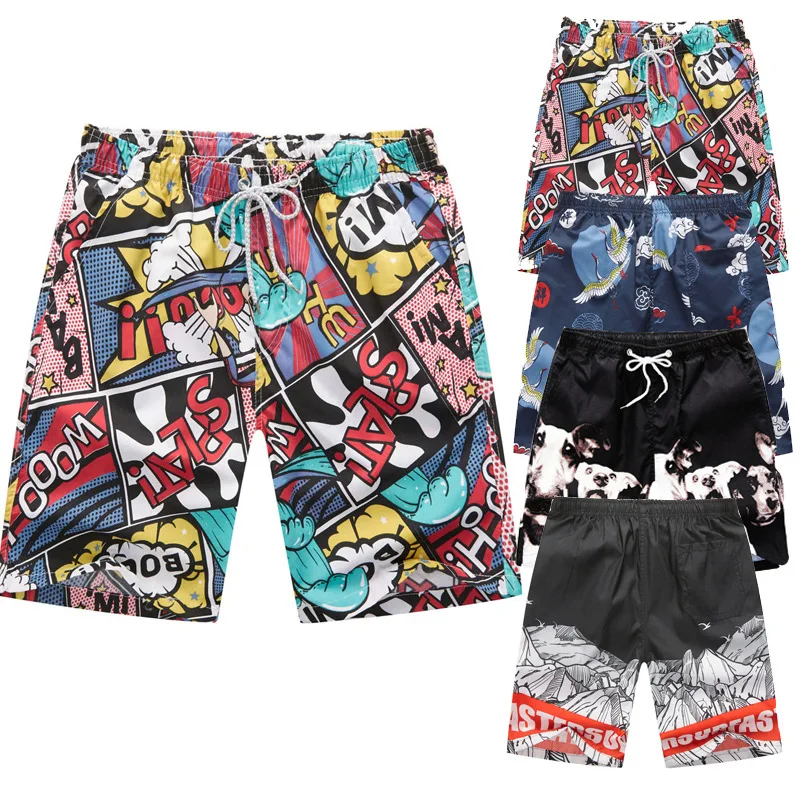 
Hot Sale Fancy Pattern Print Beach Shorts Elastic Mid Waist Swimming Short Pants 