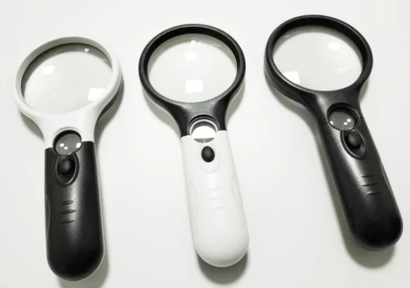 Оптовая продажа, мощное ручное круглое увеличительное стекло с 3 светодиодами для чтения