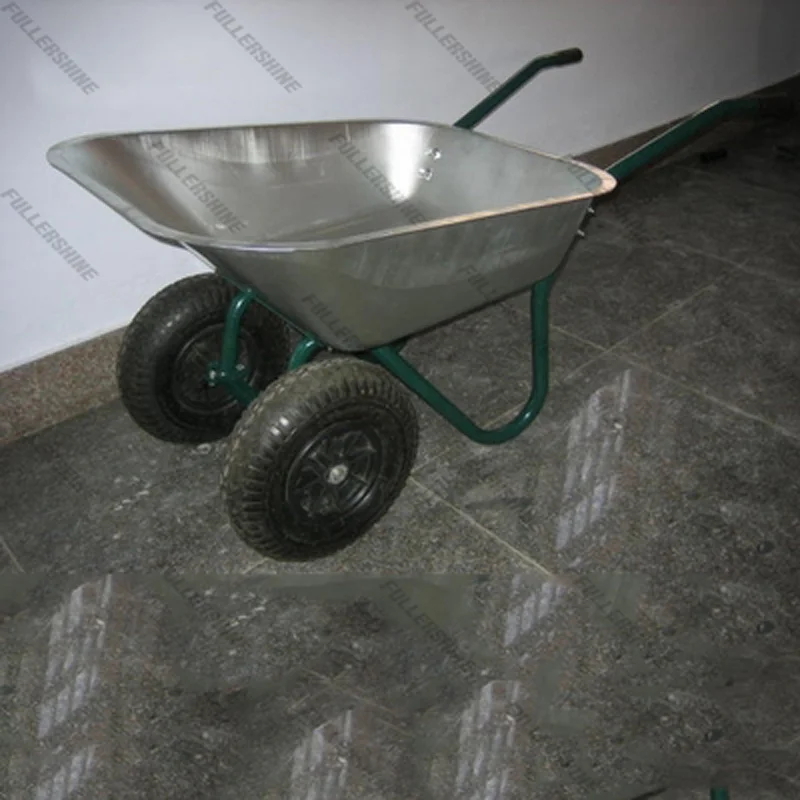 Russia model galvanized wheel barrow WB6211 with double wheel 4.00-6