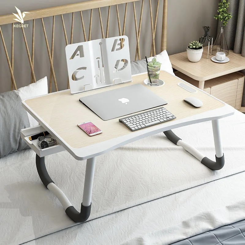 
Customized New Upgraded Plastic Injection Lazy Foldable Laptop Table Notebook Stand with Cup Holder and Handle for Bed 
