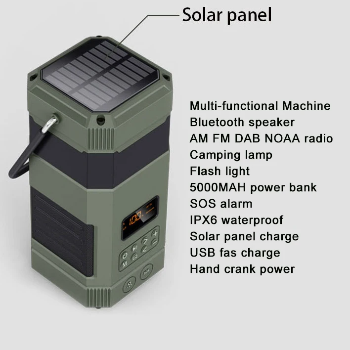 DF-585 Portable exciter lamp dab fm radio BT speakers dual horns high power  camping light Wireless good Sound speakers