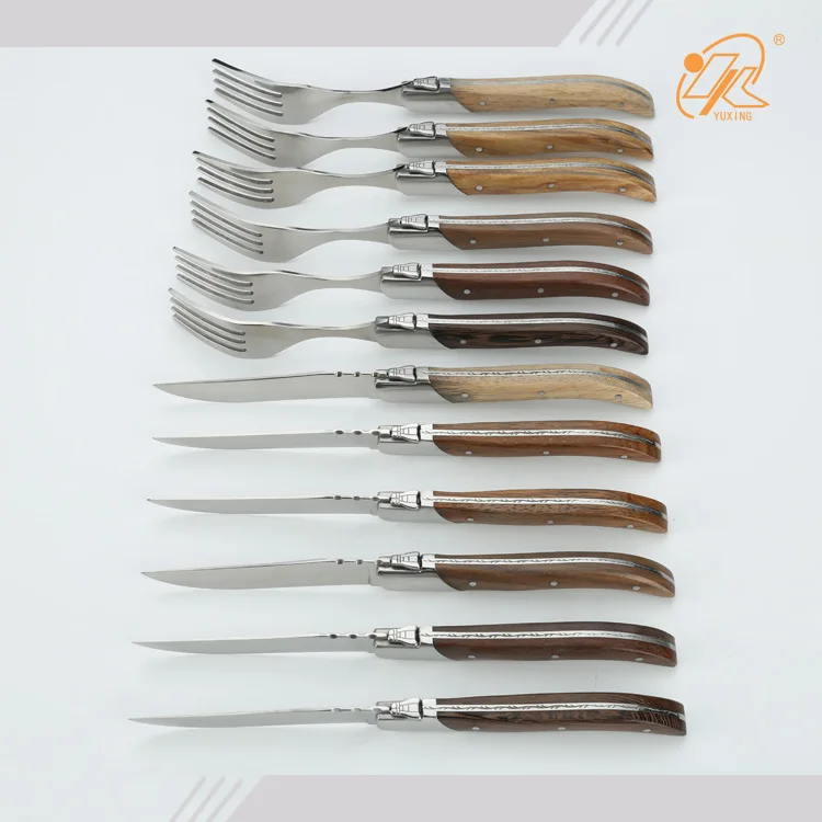 Factory Direct Sale Custom Logo 12 Pieces Laguiole Steak Knives and Forks Set Pieces Kitchen Knife Set With Gift Box