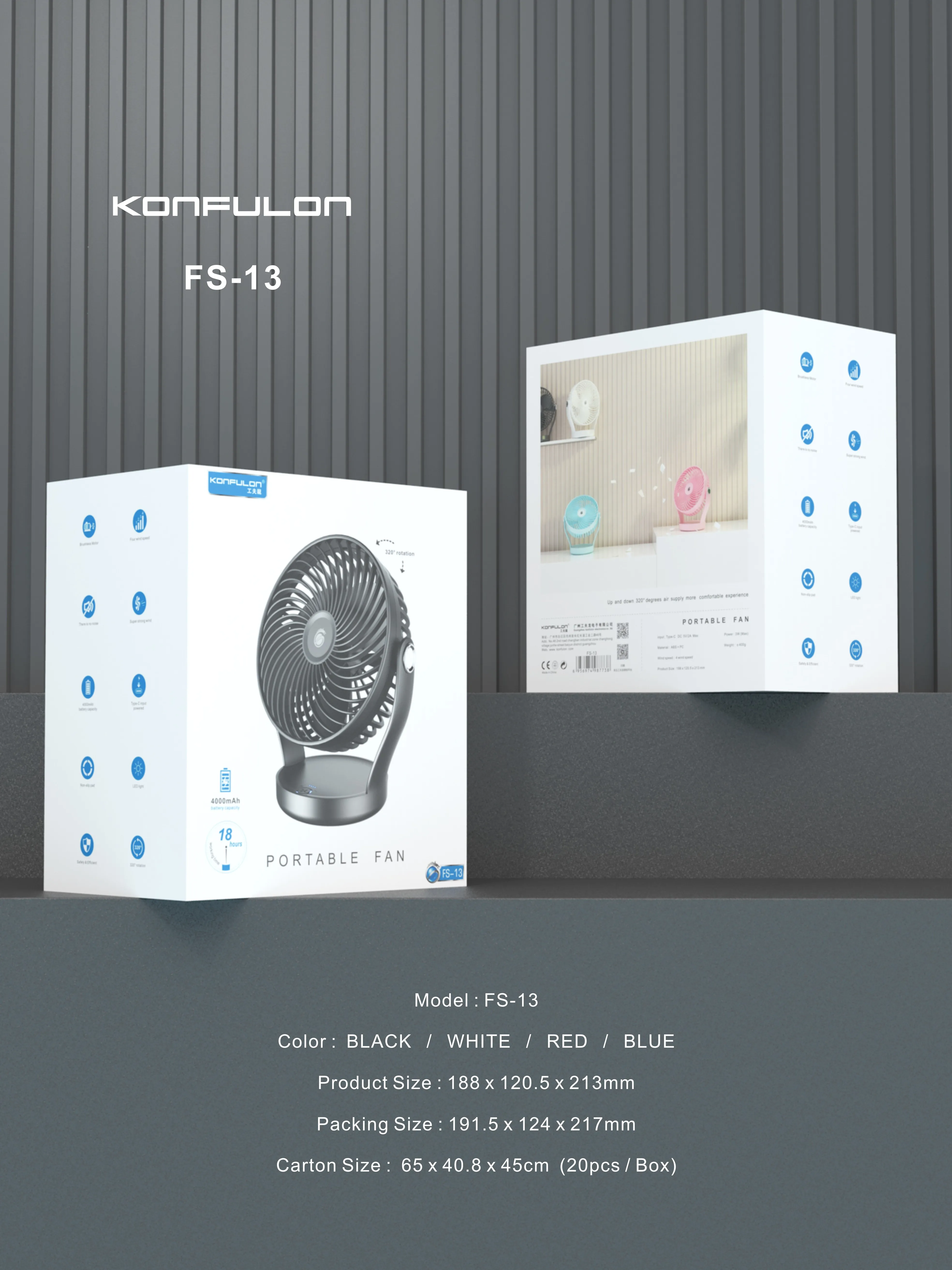 KONFULON 2024 top Selling new Desk Fan 4 Speed Adjustable Head 360 Degree Rotatable Personal Fans Small Table Fan for travel